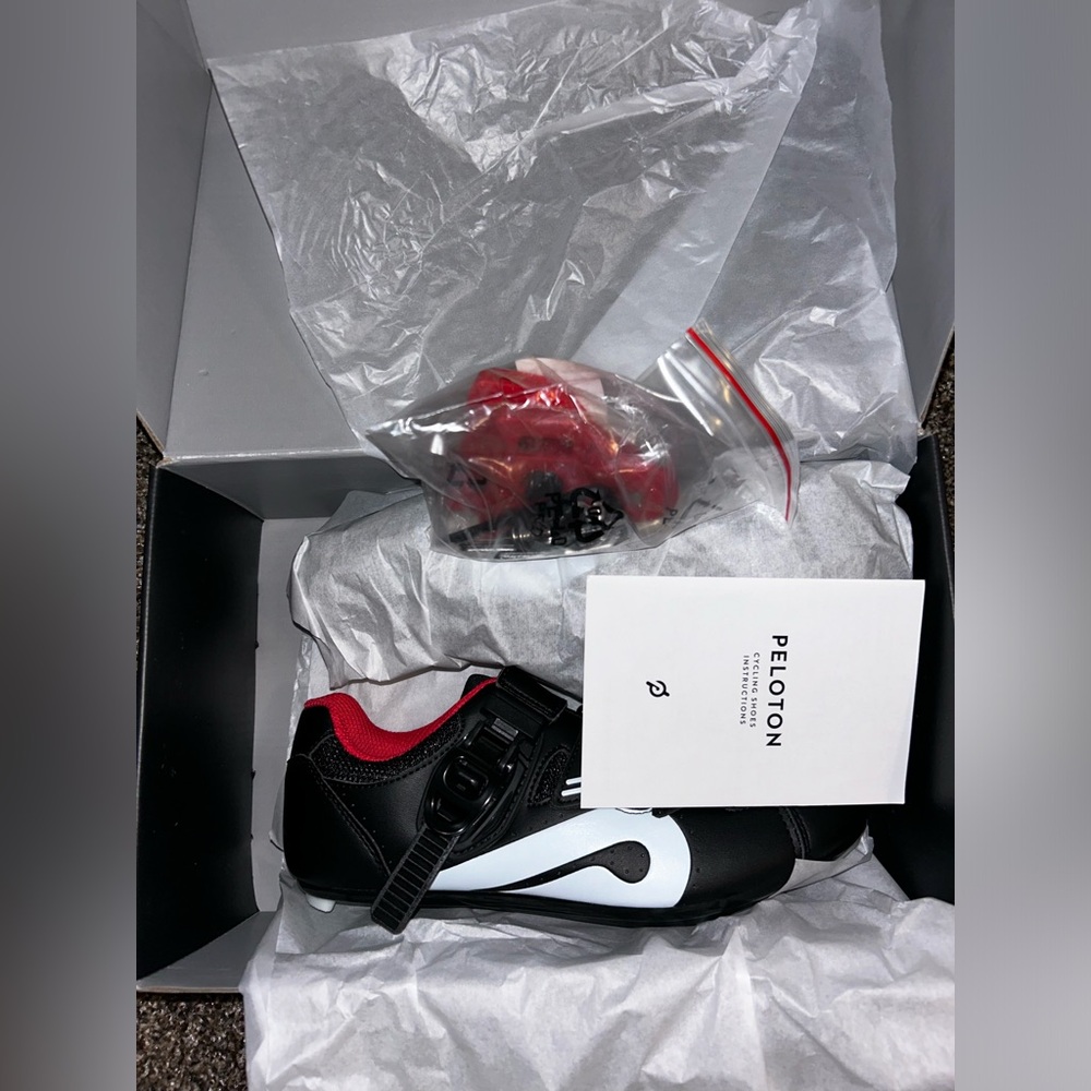 Peloton Black and Red Women's Cycling Shoe with Dial Closure